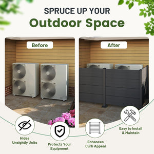 English Elm 50" Outdoor Vinyl Privacy Screen Three Panel Aluminum Post Yard Ac Enclosure Dark Grey W1859P528380