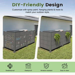English Elm 50" Outdoor Vinyl Privacy Screen Three Panel Aluminum Post Yard Ac Enclosure Dark Grey W1859P528380