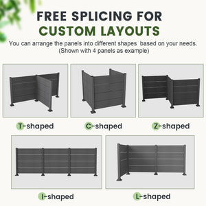 English Elm 50" Outdoor Vinyl Privacy Screen Three Panel Aluminum Post Yard Ac Enclosure Dark Grey W1859P528380