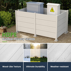 English Elm 50" Outdoor Vinyl Privacy Screen Three Panel Aluminum Post Yard Ac Enclosure White W1859P528382