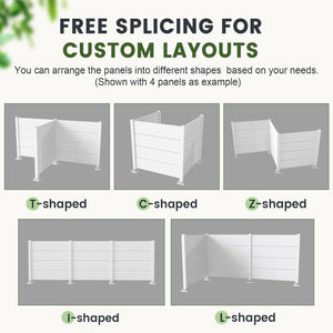 English Elm 50" Outdoor Vinyl Privacy Screen Three Panel Aluminum Post Yard Ac Enclosure White W1859P528382