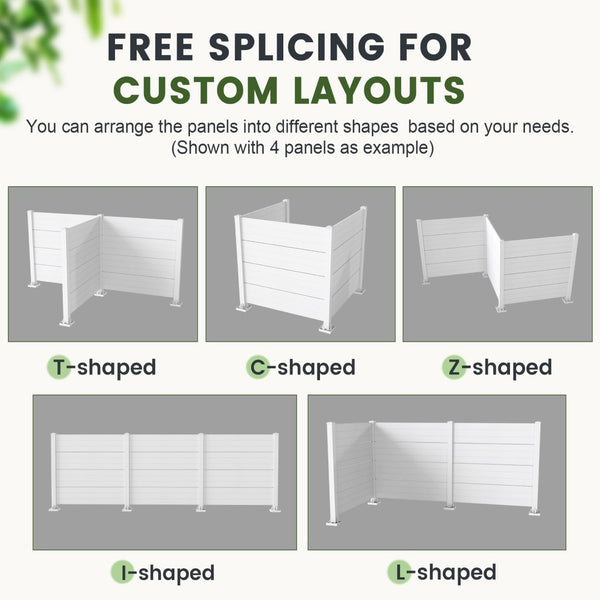 English Elm 50" Outdoor Vinyl Privacy Screen Three Panel Aluminum Post Yard Ac Enclosure White W1859P528382