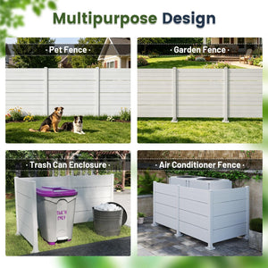 English Elm 50" Outdoor Vinyl Privacy Screen Three Panel Aluminum Post Yard Ac Enclosure White W1859P528382