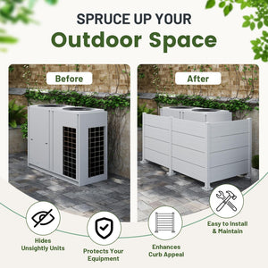 English Elm 50" Outdoor Vinyl Privacy Screen Three Panel Aluminum Post Yard Ac Enclosure White W1859P528382