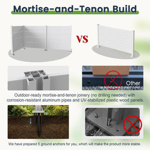 English Elm 50" Outdoor Vinyl Privacy Screen Three Panel Aluminum Post Yard Ac Enclosure White W1859P528382