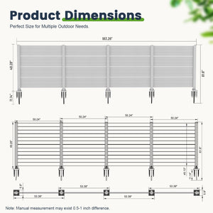 English Elm 50" Outdoor Vinyl Privacy Screen with Aluminum Posts Four Panel Yard Enclosure W1859P528464