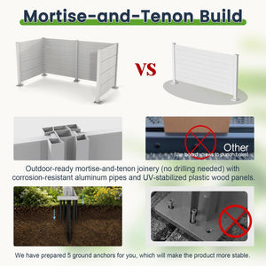 English Elm 50" Outdoor Vinyl Privacy Screen with Aluminum Posts Four Panel Yard Enclosure W1859P528464