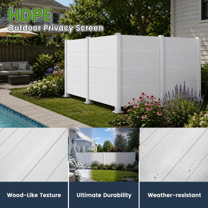 English Elm 50" Outdoor Vinyl Privacy Screen with Aluminum Posts Four Panel Yard Enclosure W1859P528464