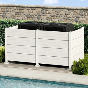 English Elm 50" Outdoor Vinyl Privacy Screen with Aluminum Posts Four Panel Yard Enclosure W1859P528464