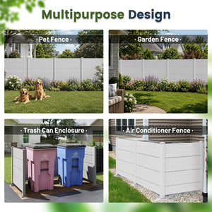 English Elm 50" Outdoor Vinyl Privacy Screen with Aluminum Posts Four Panel Yard Enclosure W1859P528464