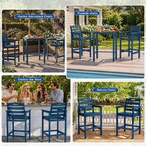 English Elm Barstools, Outdoor HDPE Adirondack Set of 2 Bar Height Weather Resistant Patio Chairs W1859P548841