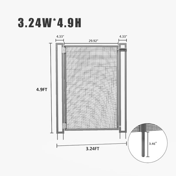 English Elm Self-Closing Aluminum Pool Gate with Drill Guide Bundle Powder Coated Mesh Panel 5FT Gate and Drill Guide Bundle W1859P557494