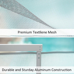 English Elm Self-Closing Aluminum Pool Gate with Drill Guide Bundle Powder Coated Mesh Panel 5' x 48' Safety Fence W1859P557582