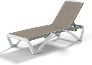 English Elm 3D Pool Deck Chaise Lounge with Aluminum Frame Textilene Fabric Stackable Outdoor Chair W1859P566359
