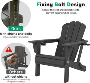 English Elm Adjustable HDPE Adirondack Chair Reclining Foldable with Cup and Phone Holders Outdoor Grey Set of 1 W1859P576845