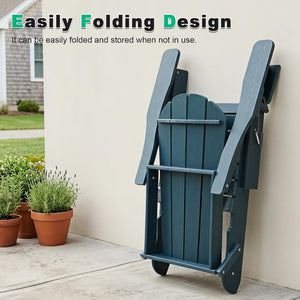 English Elm Adjustable HDPE Adirondack Chair Reclining Foldable with Cup and Phone Holders Outdoor Blue Set of 1 W1859P576856
