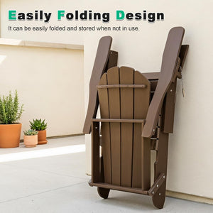 English Elm Adjustable HDPE Adirondack Chair Reclining Foldable with Cup and Phone Holders Outdoor Brown Set of 1 W1859P576858