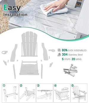 English Elm Adjustable HDPE Adirondack Chair Reclining Foldable with Cup and Phone Holders Outdoor White Set of 1 W1859P576862