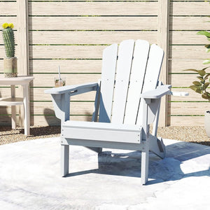 English Elm Adjustable HDPE Adirondack Chair Reclining Foldable with Cup and Phone Holders Outdoor White Set of 1 W1859P576862