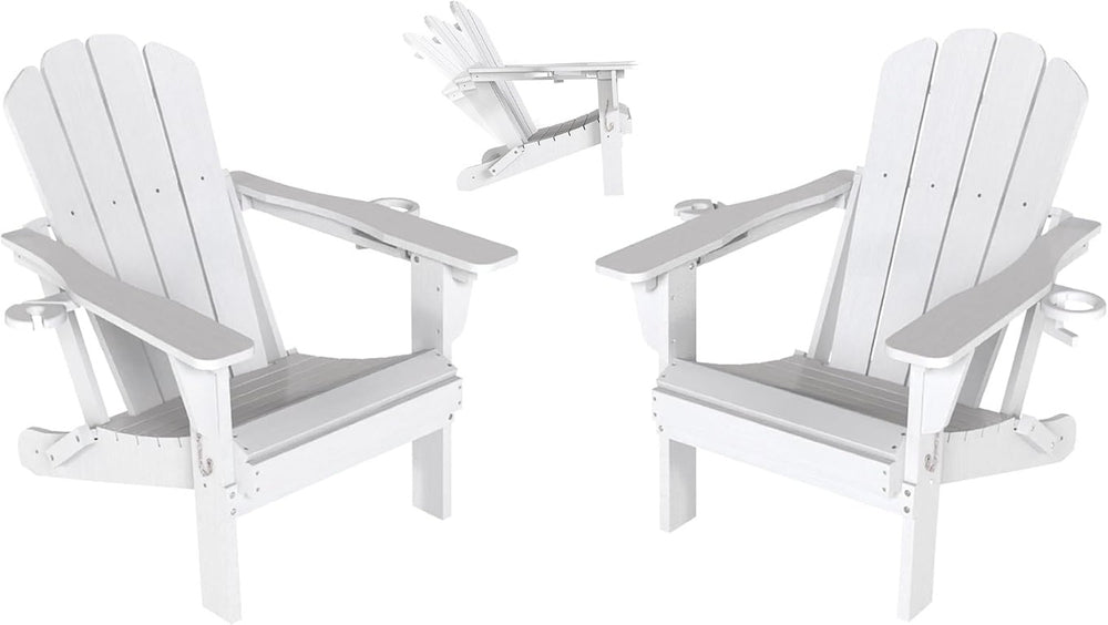 English Elm Adjustable HDPE Adirondack Reclining Chairs Set of 2 with Cup and Phone Holders W1859P576920