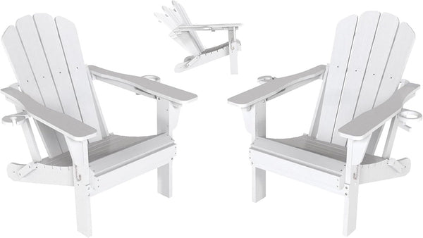 English Elm Adjustable HDPE Adirondack Reclining Chairs Set of 2 with Cup and Phone Holders W1859P576920