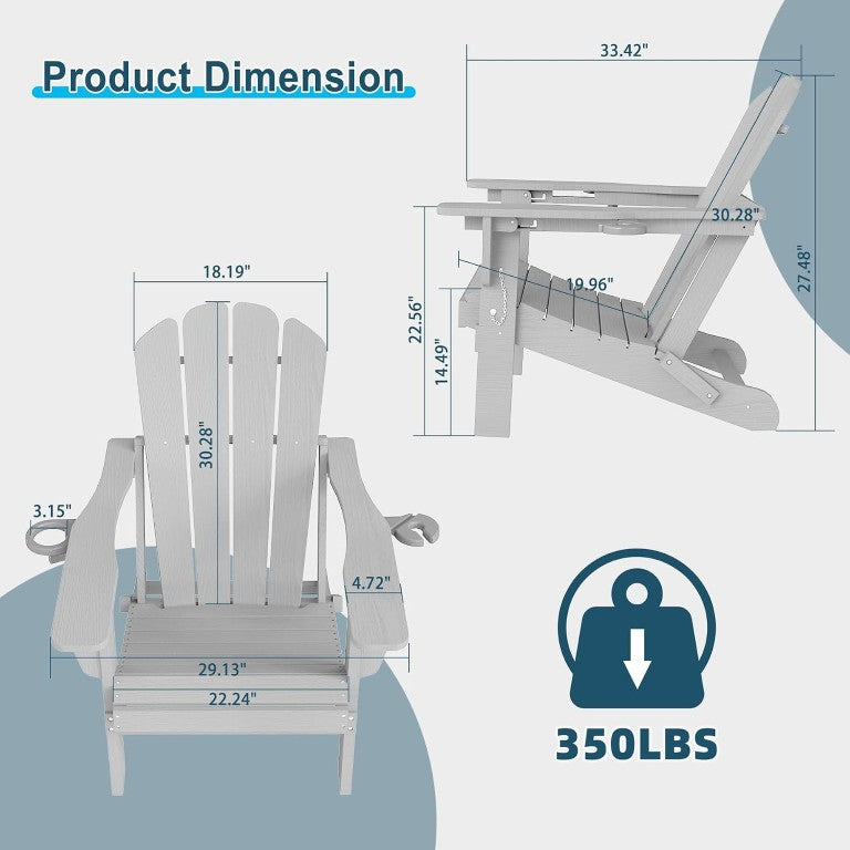English Elm Adjustable HDPE Adirondack Reclining Chairs Set of 2 with Cup and Phone Holders W1859P576920