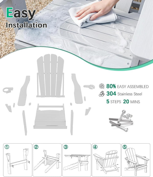 English Elm Adjustable HDPE Adirondack Reclining Chairs Set of 2 with Cup and Phone Holders W1859P576920