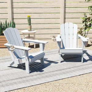 English Elm Adjustable HDPE Adirondack Reclining Chairs Set of 2 with Cup and Phone Holders W1859P576920