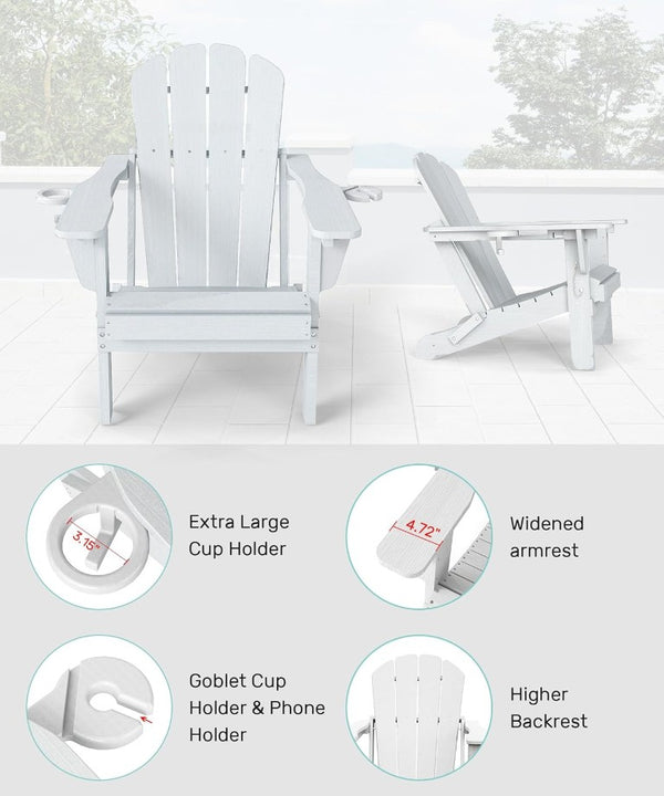 English Elm Adjustable HDPE Adirondack Reclining Chairs Set of 2 with Cup and Phone Holders W1859P576920