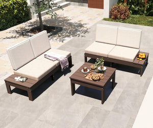 English Elm Hdpe Outdoor 3 Piece Conversation Set Cushioned Sectional Sofa with Coffee Table W1859S00248