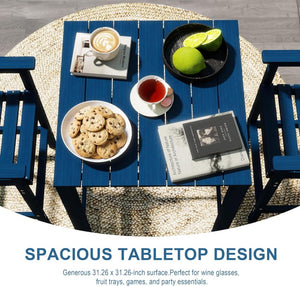 English Elm Hdpe Recycled Bar Height Patio Set with Four Wide Arm Stools for Outdoor Entertaining Navy Blue W1859S00267
