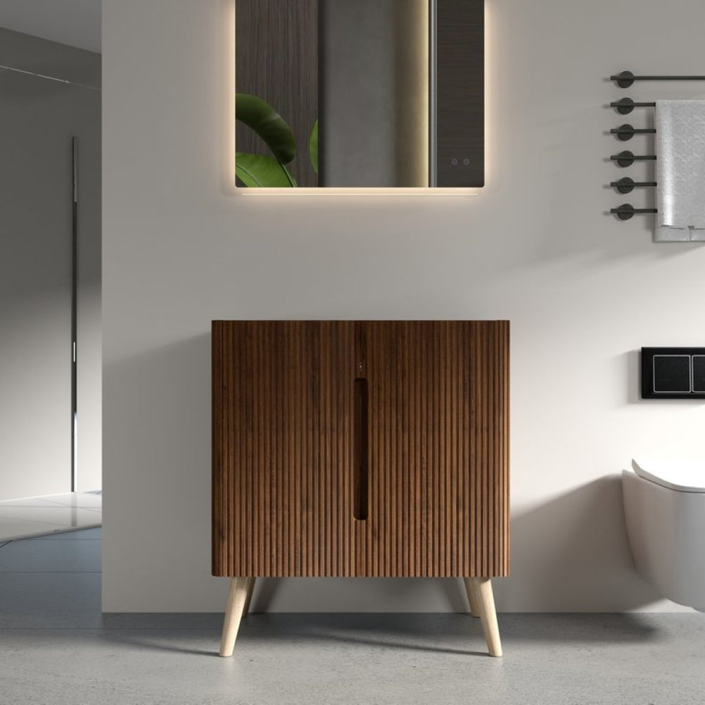 English Elm Cc0430f305 Etna Freestanding Walnut Grain Bathroom Vanity Cabinet with Soft Close Doors W1865P183300