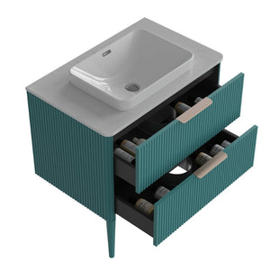 English Elm Elena-30F-311T Freestanding Bathroom Vanity Cabinet with Soft-Close Drawers and Oak Finish W1865P287851