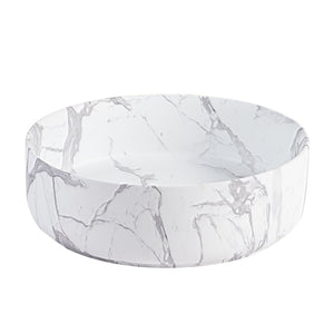 English Elm Bb16-14a-303, Round Ceramic Vessel Sink Glossy Carrara White Basin for Modern Vanity W1865P498886