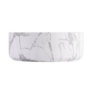 English Elm Bb16-14a-303, Round Ceramic Vessel Sink Glossy Carrara White Basin for Modern Vanity W1865P498886