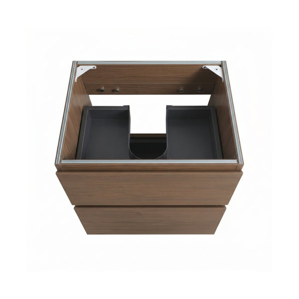 English Elm Alice-24w-118,wall Mount Floating Vanity Walnut Two Drawer Minimalist Bath Cabinet W1865P499488