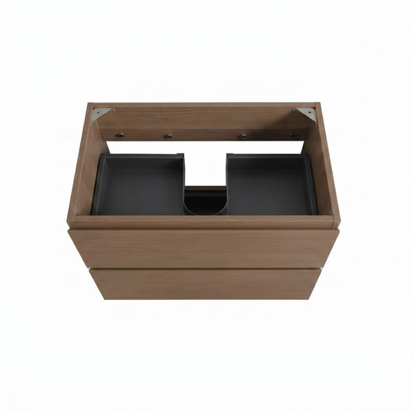 English Elm Alice-30W-118,Wall Mounted Walnut Vanity Cabinet Two Soft Close Drawers Push Open Design W1865P499492