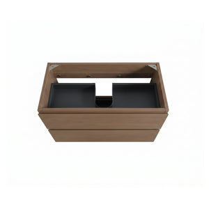 English Elm Alice-36W-118,Wall Mounted Walnut Vanity Cabinet Two Soft-Close Drawers Push Open Design W1865P499499