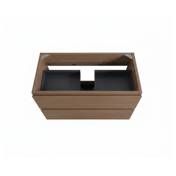 English Elm Alice-36W-118,Wall Mounted Walnut Vanity Cabinet Two Soft-Close Drawers Push Open Design W1865P499499