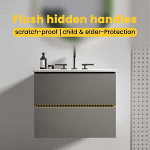 English Elm Tia Floating Wall Mount Bathroom Vanity with Ceramic Basin and Soft Close Drawers W1865S00129
