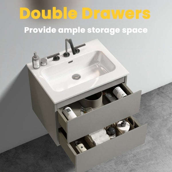 English Elm Tia Floating Wall Mount Bathroom Vanity with Ceramic Basin and Soft Close Drawers W1865S00129