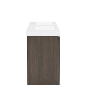 English Elm Galan60f Smoked Oak Freestanding Bathroom Vanity with Dual Basin and Soft Close Storage W1865S00244