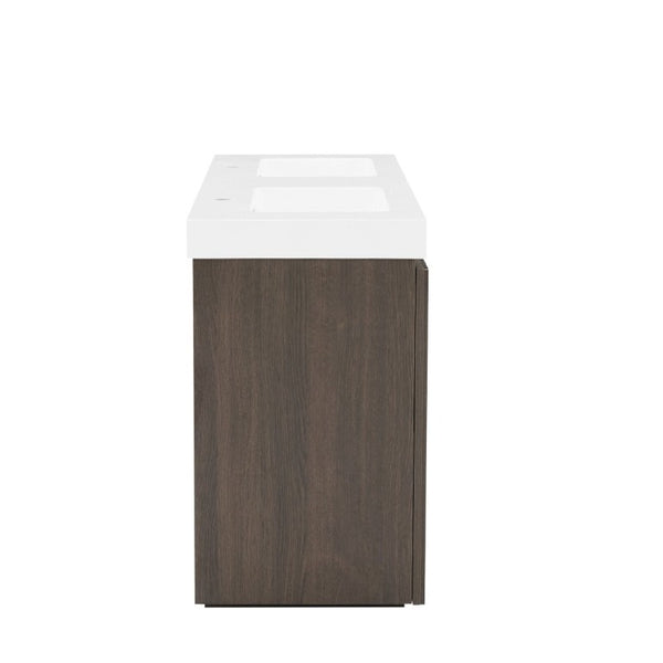 English Elm Galan60f Smoked Oak Freestanding Bathroom Vanity with Dual Basin and Soft Close Storage W1865S00244