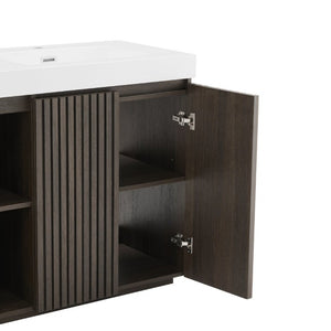 English Elm Galan60f Smoked Oak Freestanding Bathroom Vanity with Dual Basin and Soft Close Storage W1865S00244