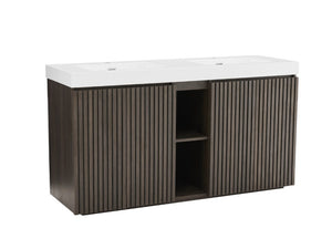 English Elm Galan60f Smoked Oak Freestanding Bathroom Vanity with Dual Basin and Soft Close Storage W1865S00244