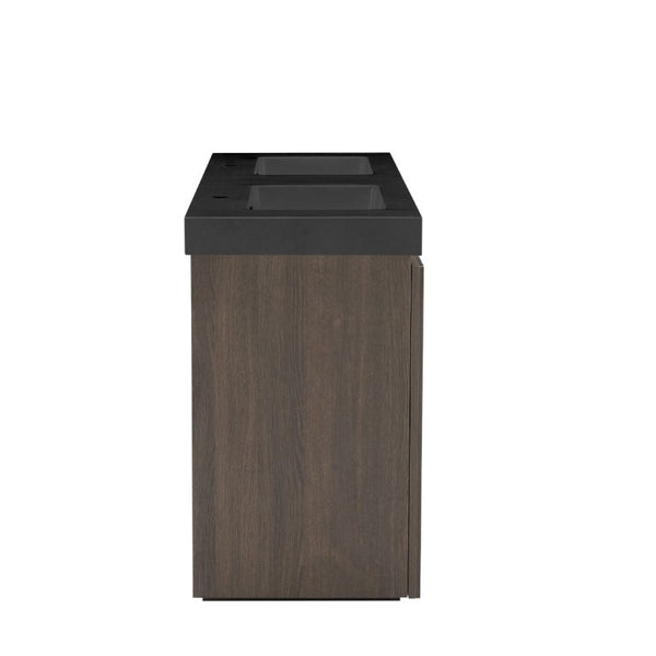 English Elm Galan60f Smoked Oak Double Sink Vanity with Soft Close Doors and Tiered Storage W1865S00246