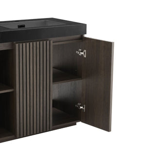 English Elm Galan60f Smoked Oak Double Sink Vanity with Soft Close Doors and Tiered Storage W1865S00246