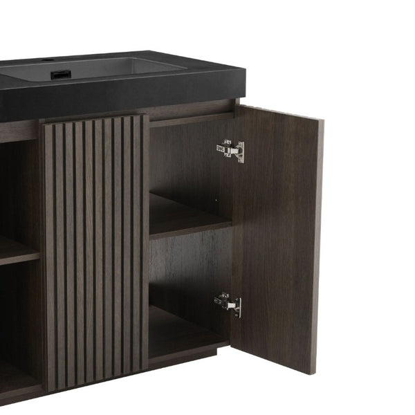 English Elm Galan60f Smoked Oak Double Sink Vanity with Soft Close Doors and Tiered Storage W1865S00246