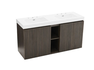 English Elm Galan 60 Inch Smoked Oak Double Sink Vanity with Soft Close Doors for Bathrooms W1865S00247