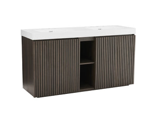 English Elm Galan 60 Inch Smoked Oak Double Sink Vanity with Soft Close Doors for Bathrooms W1865S00247